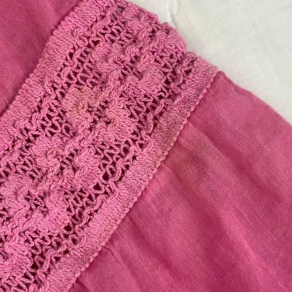 Derek Heart Pink Cotton Gauze Tiered Midi Skirt Boho Crochet Lace Sequin M - Picture 7 of 9
